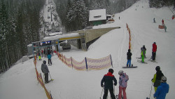 Modrá sjezdovka - dojezd k lanové dráze