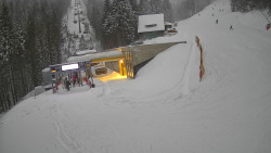 Modrá sjezdovka - dojezd k lanové dráze