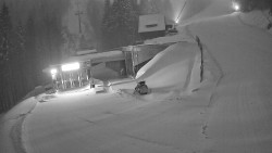 Modrá sjezdovka - dojezd k lanové dráze