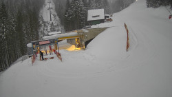 Modrá sjezdovka - dojezd k lanové dráze