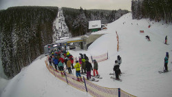 Modrá sjezdovka - dojezd k lanové dráze