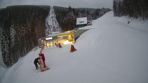 Červenohorské sedlo - Modrá sjezdovka - dojezd k lanové dráze - 4.1.2026 v 07:31 Červenohorské sedlo - Modrá sjezdovka - dojezd k lanové dráze - 4.1.2026 v 07:31