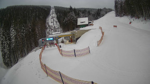 Červenohorské sedlo - Modrá sjezdovka - dojezd k lanové dráze - 4.1.2026 v 08:00 Červenohorské sedlo - Modrá sjezdovka - dojezd k lanové dráze - 4.1.2026 v 08:00