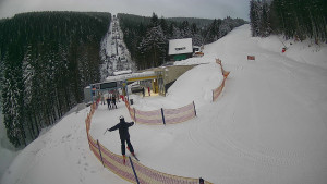 Červenohorské sedlo - Modrá sjezdovka - dojezd k lanové dráze - 4.1.2026 v 08:10 Červenohorské sedlo - Modrá sjezdovka - dojezd k lanové dráze - 4.1.2026 v 08:10