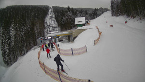 Červenohorské sedlo - Modrá sjezdovka - dojezd k lanové dráze - 4.1.2026 v 08:20 Červenohorské sedlo - Modrá sjezdovka - dojezd k lanové dráze - 4.1.2026 v 08:20