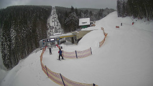 Červenohorské sedlo - Modrá sjezdovka - dojezd k lanové dráze - 4.1.2026 v 08:30 Červenohorské sedlo - Modrá sjezdovka - dojezd k lanové dráze - 4.1.2026 v 08:30