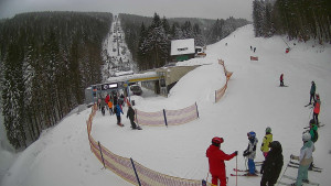 Červenohorské sedlo - Modrá sjezdovka - dojezd k lanové dráze - 4.1.2026 v 08:40 Červenohorské sedlo - Modrá sjezdovka - dojezd k lanové dráze - 4.1.2026 v 08:40