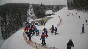 Červenohorské sedlo - Modrá sjezdovka - dojezd k lanové dráze - 4.1.2026 v 09:20 Červenohorské sedlo - Modrá sjezdovka - dojezd k lanové dráze - 4.1.2026 v 09:20