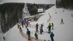 Červenohorské sedlo - Modrá sjezdovka - dojezd k lanové dráze - 4.1.2026 v 09:50 Červenohorské sedlo - Modrá sjezdovka - dojezd k lanové dráze - 4.1.2026 v 09:50