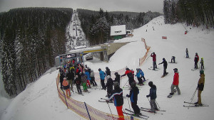 Červenohorské sedlo - Modrá sjezdovka - dojezd k lanové dráze - 4.1.2026 v 10:00 Červenohorské sedlo - Modrá sjezdovka - dojezd k lanové dráze - 4.1.2026 v 10:00