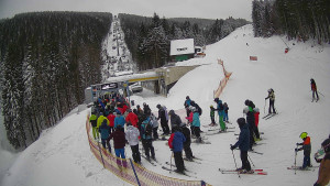 Červenohorské sedlo - Modrá sjezdovka - dojezd k lanové dráze - 4.1.2026 v 10:10 Červenohorské sedlo - Modrá sjezdovka - dojezd k lanové dráze - 4.1.2026 v 10:10