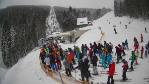 Červenohorské sedlo - Modrá sjezdovka - dojezd k lanové dráze - 4.1.2026 v 10:31 Červenohorské sedlo - Modrá sjezdovka - dojezd k lanové dráze - 4.1.2026 v 10:31