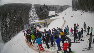 Červenohorské sedlo - Modrá sjezdovka - dojezd k lanové dráze - 4.1.2026 v 10:40 Červenohorské sedlo - Modrá sjezdovka - dojezd k lanové dráze - 4.1.2026 v 10:40