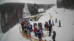 Modrá sjezdovka - dojezd k lanové dráze