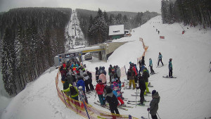 Červenohorské sedlo - Modrá sjezdovka - dojezd k lanové dráze - 4.1.2026 v 10:50 Červenohorské sedlo - Modrá sjezdovka - dojezd k lanové dráze - 4.1.2026 v 10:50