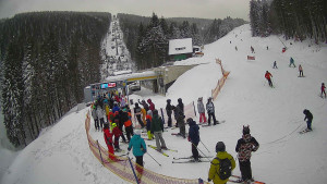 Červenohorské sedlo - Modrá sjezdovka - dojezd k lanové dráze - 4.1.2026 v 11:01 Červenohorské sedlo - Modrá sjezdovka - dojezd k lanové dráze - 4.1.2026 v 11:01