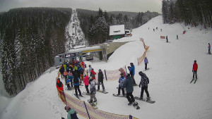 Červenohorské sedlo - Modrá sjezdovka - dojezd k lanové dráze - 4.1.2026 v 11:10 Červenohorské sedlo - Modrá sjezdovka - dojezd k lanové dráze - 4.1.2026 v 11:10