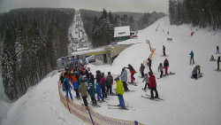 Modrá sjezdovka - dojezd k lanové dráze