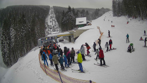 Červenohorské sedlo - Modrá sjezdovka - dojezd k lanové dráze - 4.1.2026 v 11:31 Červenohorské sedlo - Modrá sjezdovka - dojezd k lanové dráze - 4.1.2026 v 11:31