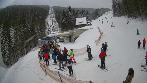 Červenohorské sedlo - Modrá sjezdovka - dojezd k lanové dráze - 4.1.2026 v 12:20 Červenohorské sedlo - Modrá sjezdovka - dojezd k lanové dráze - 4.1.2026 v 12:20