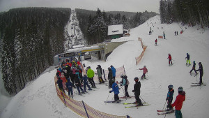 Červenohorské sedlo - Modrá sjezdovka - dojezd k lanové dráze - 4.1.2026 v 12:30 Červenohorské sedlo - Modrá sjezdovka - dojezd k lanové dráze - 4.1.2026 v 12:30