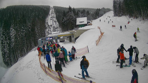 Červenohorské sedlo - Modrá sjezdovka - dojezd k lanové dráze - 4.1.2026 v 12:40 Červenohorské sedlo - Modrá sjezdovka - dojezd k lanové dráze - 4.1.2026 v 12:40