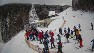 Červenohorské sedlo - Modrá sjezdovka - dojezd k lanové dráze - 4.1.2026 v 13:30 Červenohorské sedlo - Modrá sjezdovka - dojezd k lanové dráze - 4.1.2026 v 13:30