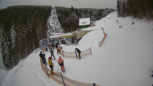 Červenohorské sedlo - Modrá sjezdovka - dojezd k lanové dráze - 4.1.2026 v 14:30 Červenohorské sedlo - Modrá sjezdovka - dojezd k lanové dráze - 4.1.2026 v 14:30