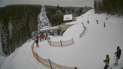 Modrá sjezdovka - dojezd k lanové dráze