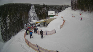 Červenohorské sedlo - Modrá sjezdovka - dojezd k lanové dráze - 4.1.2026 v 15:20 Červenohorské sedlo - Modrá sjezdovka - dojezd k lanové dráze - 4.1.2026 v 15:20