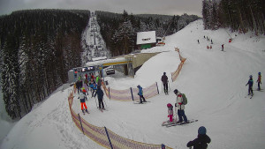 Červenohorské sedlo - Modrá sjezdovka - dojezd k lanové dráze - 4.1.2026 v 15:30 Červenohorské sedlo - Modrá sjezdovka - dojezd k lanové dráze - 4.1.2026 v 15:30