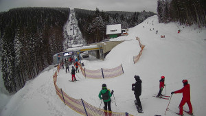 Červenohorské sedlo - Modrá sjezdovka - dojezd k lanové dráze - 4.1.2026 v 15:31 Červenohorské sedlo - Modrá sjezdovka - dojezd k lanové dráze - 4.1.2026 v 15:31