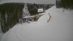 Červenohorské sedlo - Modrá sjezdovka - dojezd k lanové dráze - 4.1.2026 v 16:00 Červenohorské sedlo - Modrá sjezdovka - dojezd k lanové dráze - 4.1.2026 v 16:00