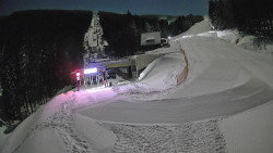 Modrá sjezdovka - dojezd k lanové dráze