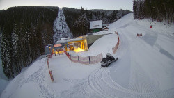 Modrá sjezdovka - dojezd k lanové dráze