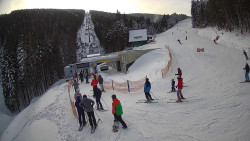 Modrá sjezdovka - dojezd k lanové dráze