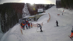 Modrá sjezdovka - dojezd k lanové dráze