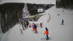 Modrá sjezdovka - dojezd k lanové dráze