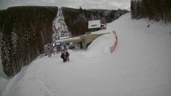 Modrá sjezdovka - dojezd k lanové dráze