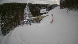 Modrá sjezdovka - dojezd k lanové dráze