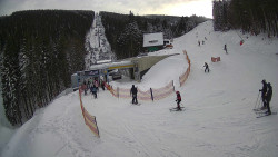 Modrá sjezdovka - dojezd k lanové dráze