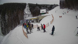 Modrá sjezdovka - dojezd k lanové dráze