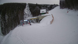 Modrá sjezdovka - dojezd k lanové dráze