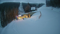 Modrá sjezdovka - dojezd k lanové dráze