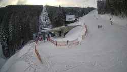 Modrá sjezdovka - dojezd k lanové dráze