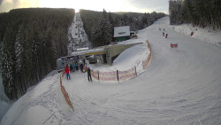 Modrá sjezdovka - dojezd k lanové dráze