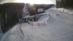 Modrá sjezdovka - dojezd k lanové dráze