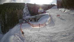 Modrá sjezdovka - dojezd k lanové dráze