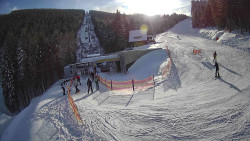 Modrá sjezdovka - dojezd k lanové dráze