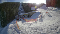 Modrá sjezdovka - dojezd k lanové dráze